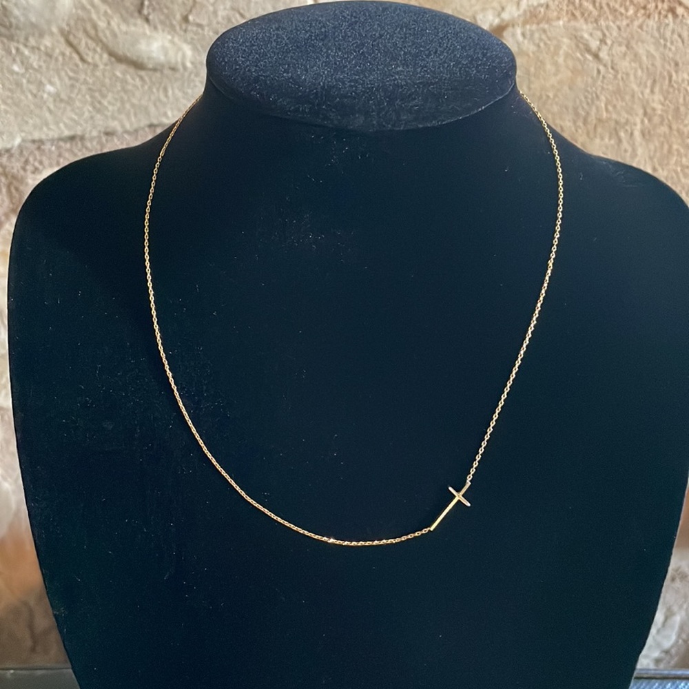 Gold Cross Necklace -17”
